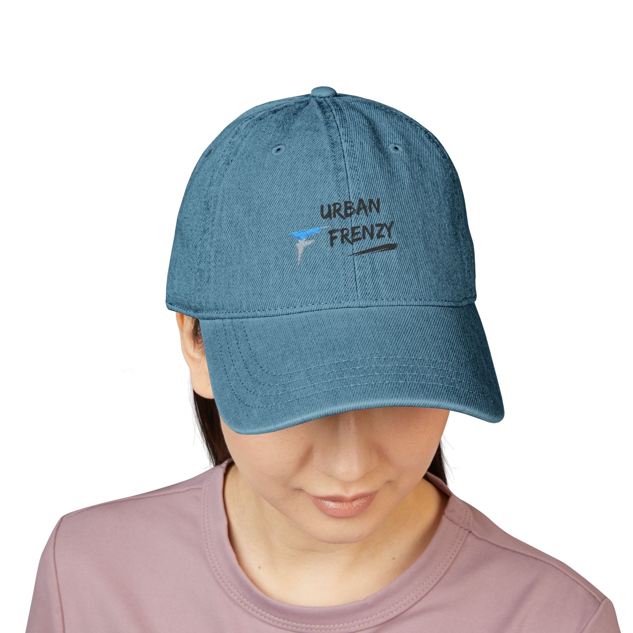 Denim Hat — "Urban Frenzy" Embroidered Vintage Dad Cap