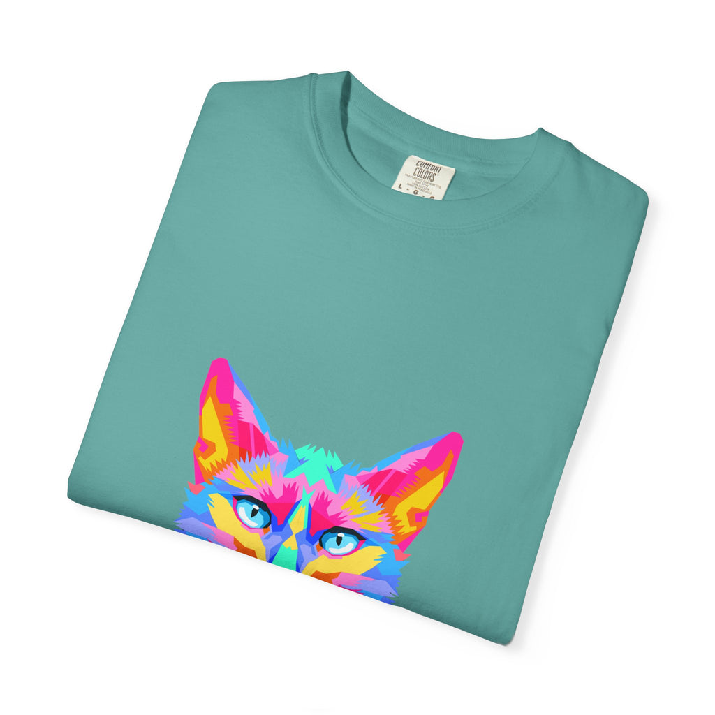 Psychedelic Cat T-Shirt — Neon Rainbow Feline Graphic Tee
