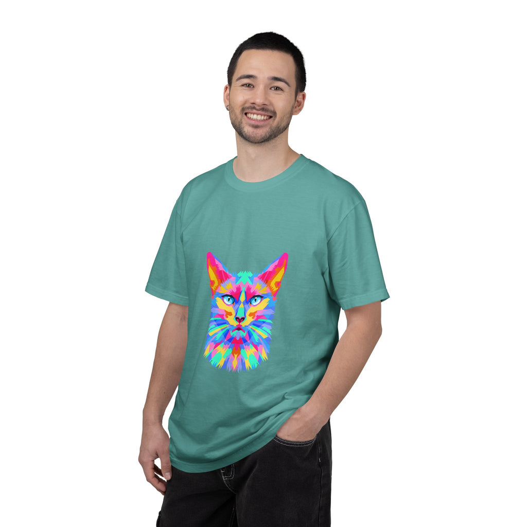 Psychedelic Cat T-Shirt — Neon Rainbow Feline Graphic Tee