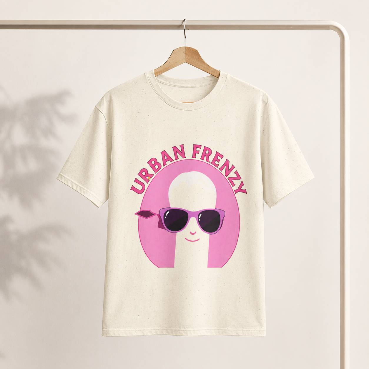 Urban Frenzy Graphic Tee — Retro Pink Sunglasses Streetwear Shirt