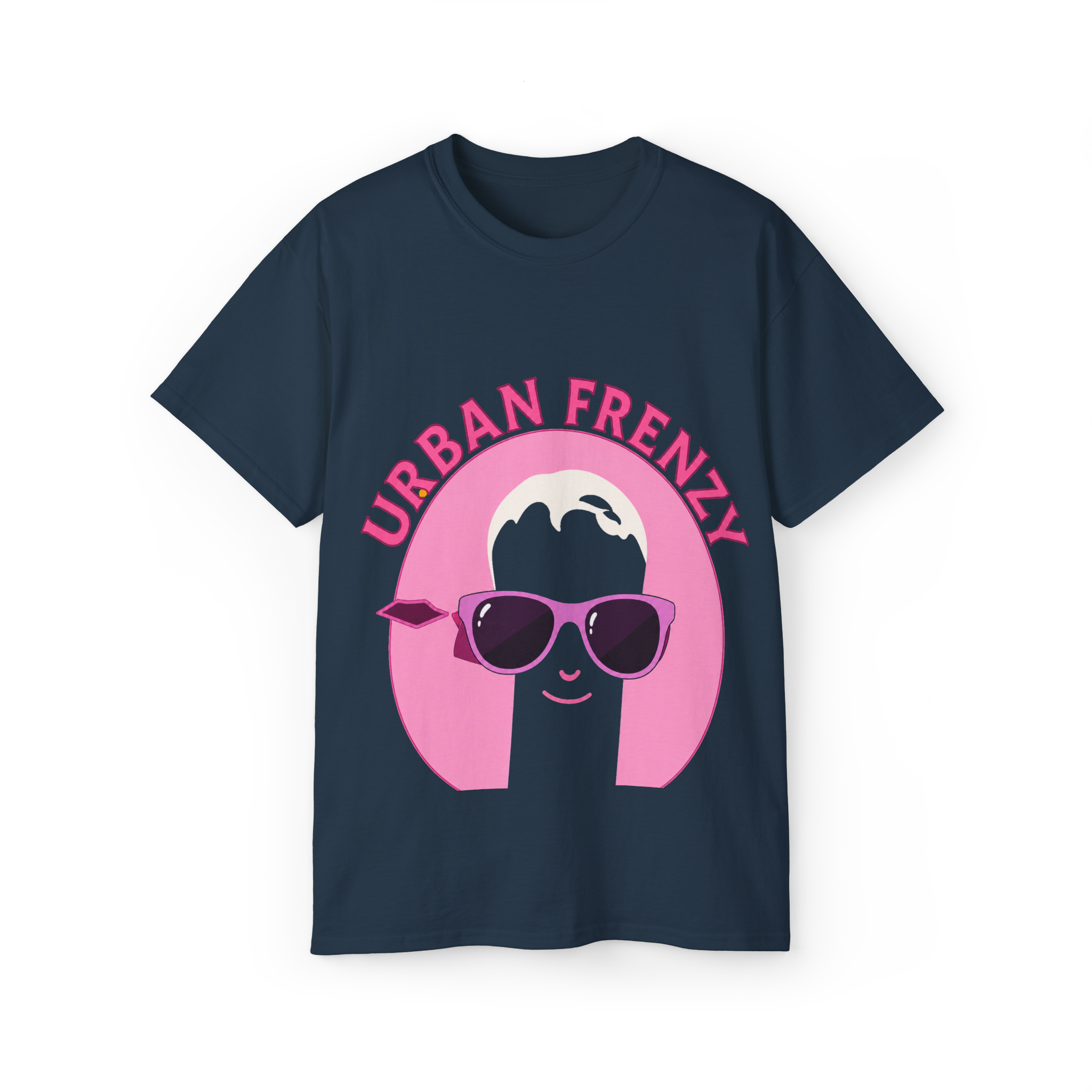 Urban Frenzy Graphic Tee — Retro Pink Sunglasses Streetwear Shirt