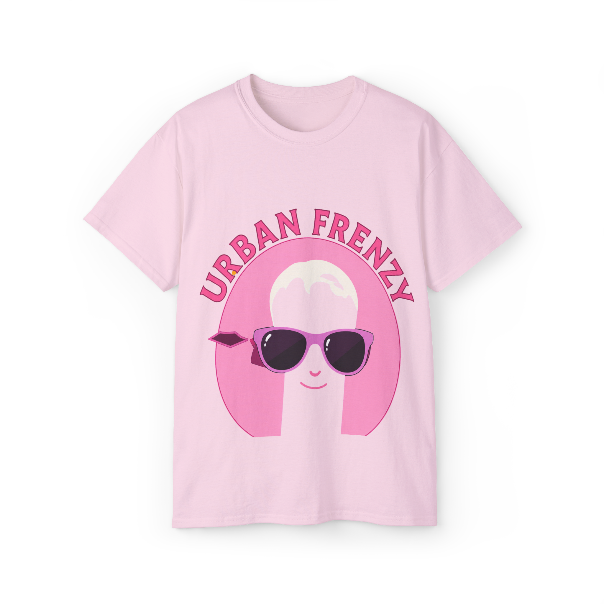 Urban Frenzy Graphic Tee — Retro Pink Sunglasses Streetwear Shirt