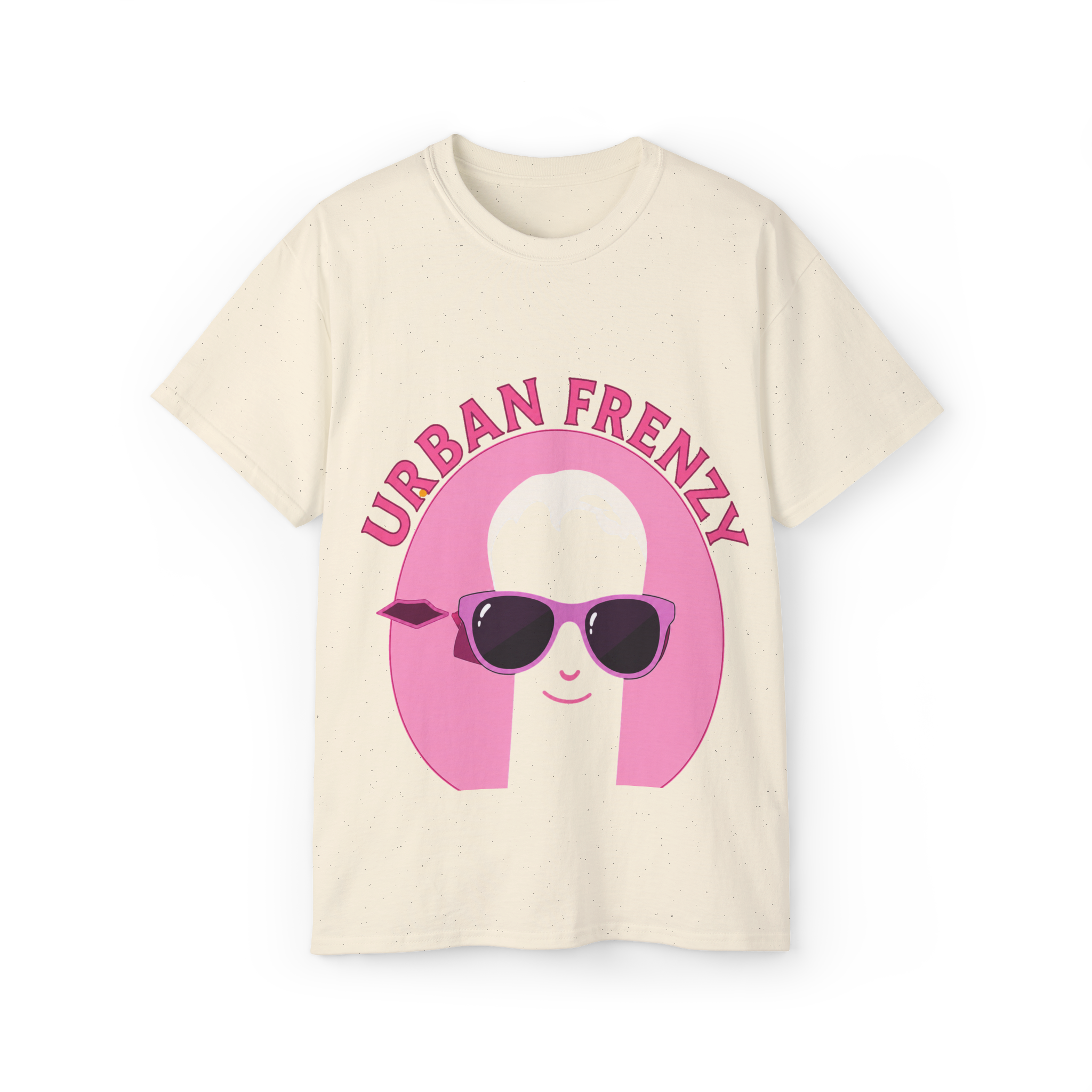 Urban Frenzy Graphic Tee — Retro Pink Sunglasses Streetwear Shirt