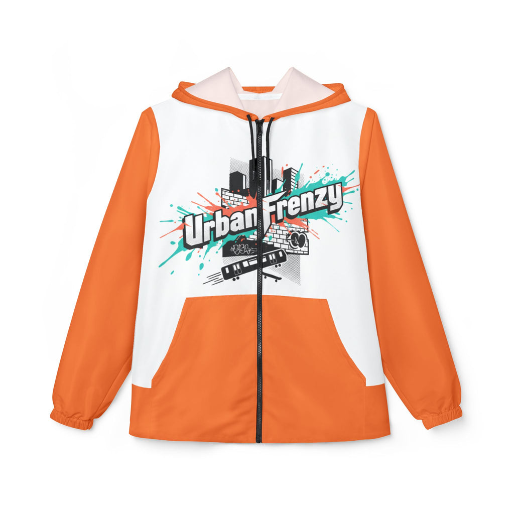 Urban Frenzy Windbreaker Jacket – Pink Graphic Hooded Windbreaker