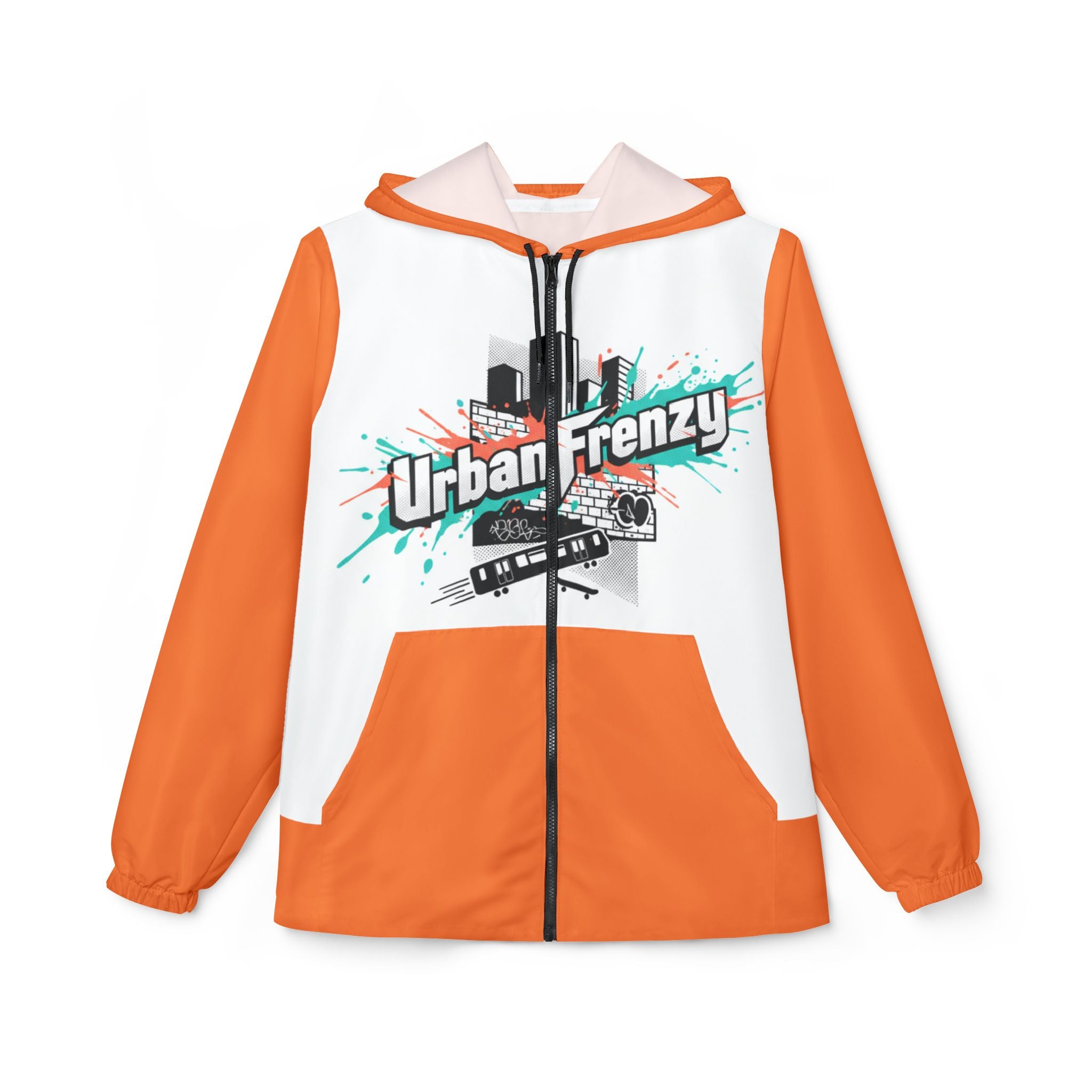 Urban Frenzy Windbreaker Jacket – Pink Graphic Hooded Windbreaker