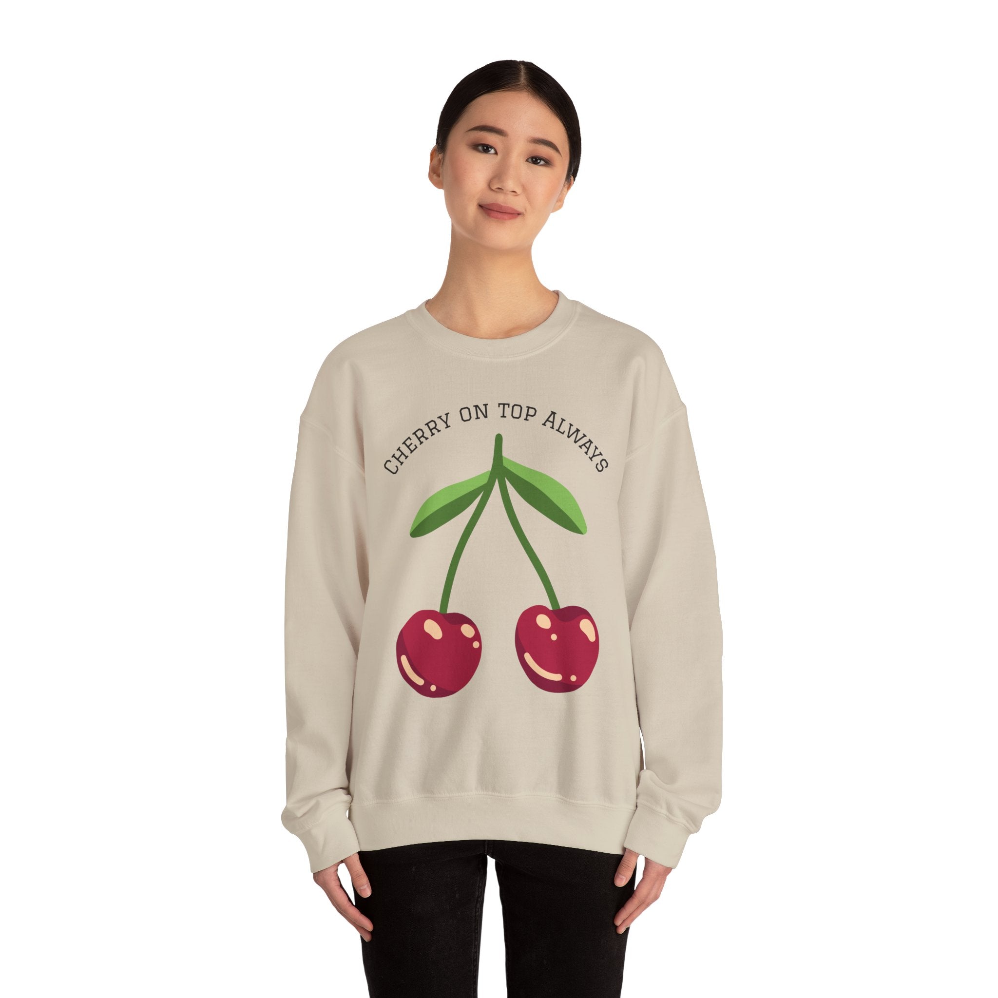 Cherry Graphic Sweatshirt — Cute Retro Fruit Crewneck for Women & Men