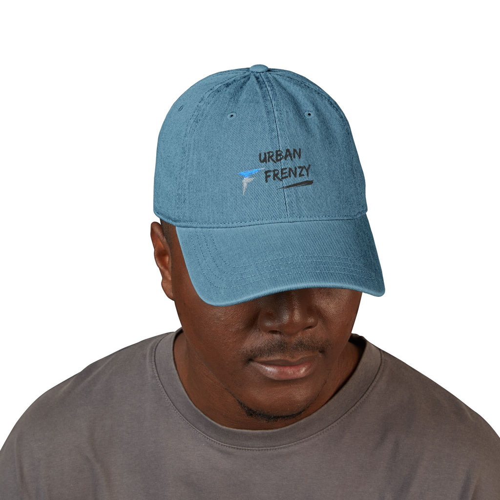 Denim Hat — "Urban Frenzy" Embroidered Vintage Dad Cap