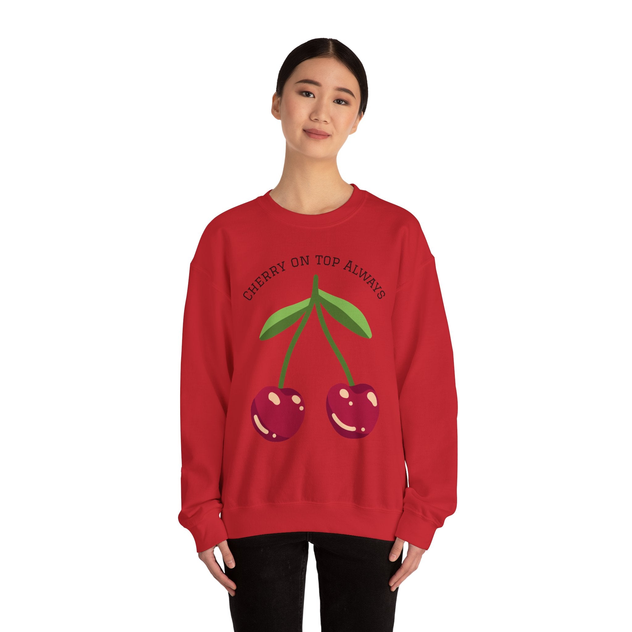Cherry Graphic Sweatshirt — Cute Retro Fruit Crewneck for Women & Men