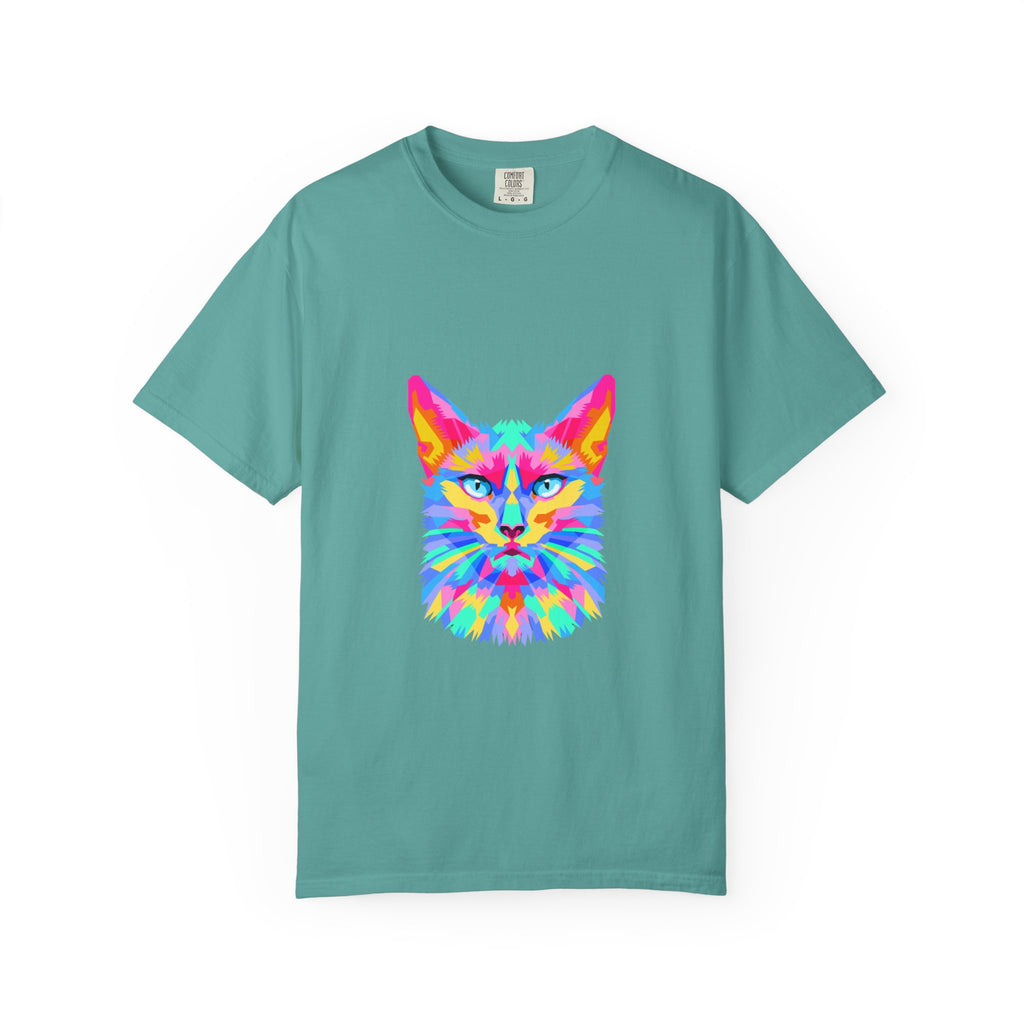 Psychedelic Cat T-Shirt — Neon Rainbow Feline Graphic Tee