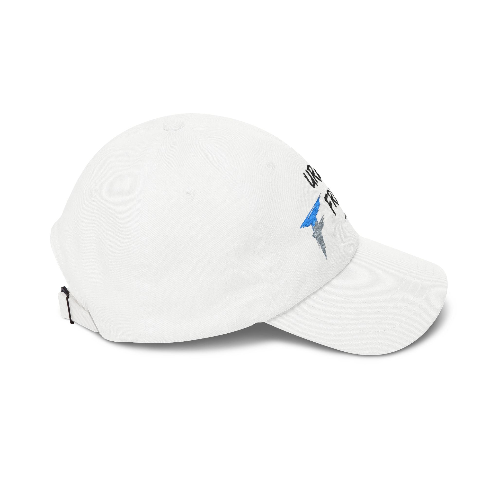Urban Frenzy Classic Dad Cap — White Embroidered Logo Baseball Hat